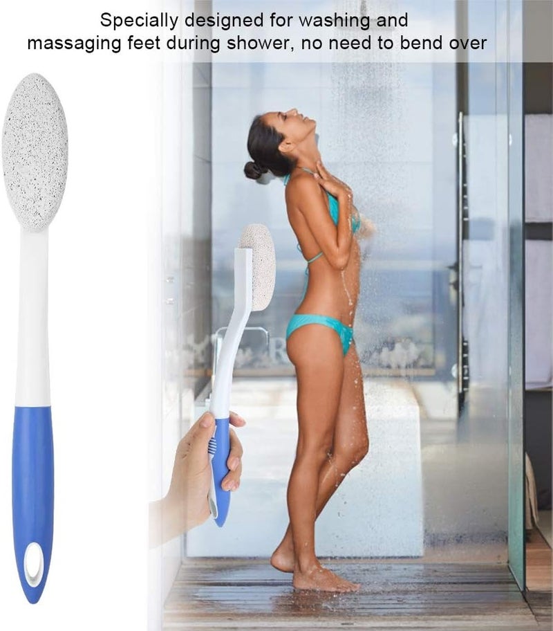 Yinhing Exfoliating Pumice Stone On A StickPumice Brush Foot BrushBath Body Brush Long Handle Remove Dead Skin Cutin Foot File Scrubber with Scrubbing Pumice Stone for Foot - Image 3
