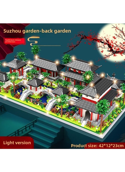 Suzhou Garden Compatible With Lego Building Blocks Adult High Difficulty Large Chinese Style Building Boy Birthday Gift-Color:[36cm Large Color Box] Large Suzhou Garden/Back Garden [4,000 + Particles] C-Specifications:[Color Box Lighting Model] Product Plus Lighting Kit