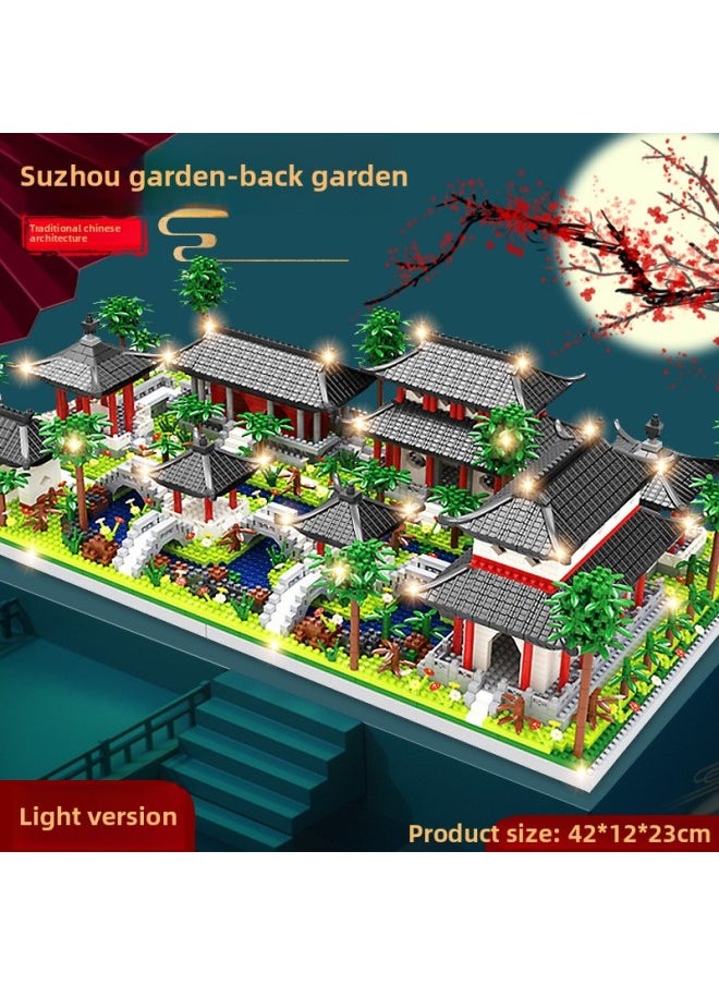 Suzhou Garden Compatible With Lego Building Blocks Adult High Difficulty Large Chinese Style Building Boy Birthday Gift-Color:[36cm Large Color Box] Large Suzhou Garden/Back Garden [4,000 + Particles] C-Specifications:[Color Box Lighting Model] Product Plus Lighting Kit