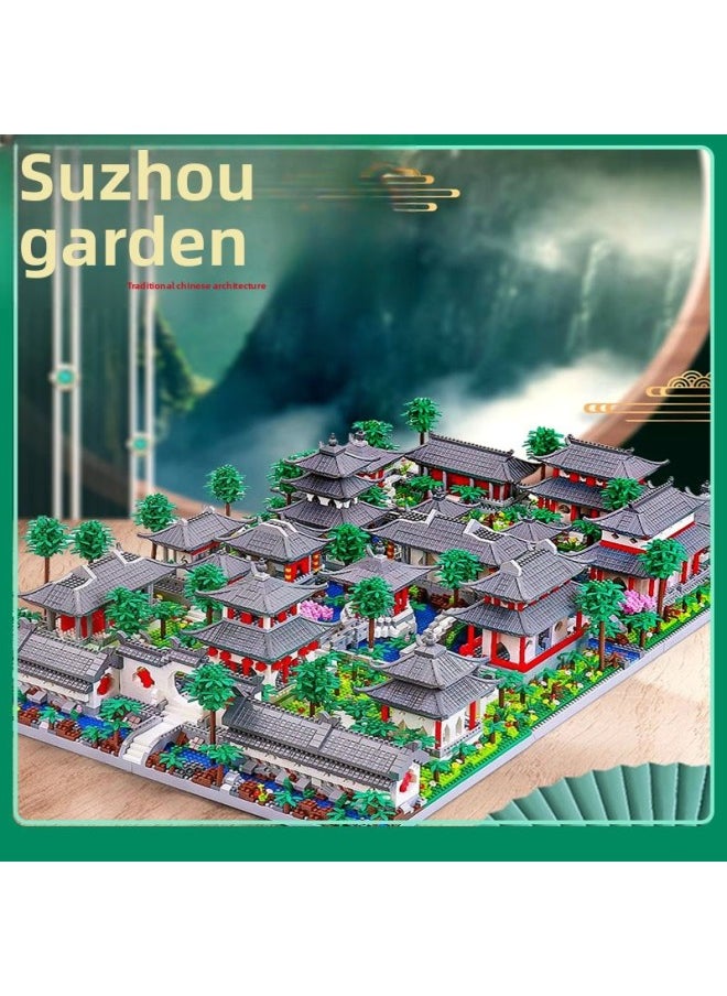 Suzhou Garden Compatible With Lego Building Blocks Adult High Difficulty Large Chinese Style Building Boy Birthday Gift-Color:[36cm Large Color Box] Large Suzhou Garden/Back Garden [4,000 + Particles] C-Specifications:[Color Box Lighting Model] Product Plus Lighting Kit