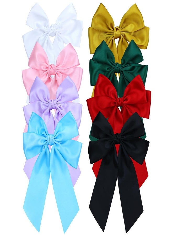 Dizila 8 Pieces Silky Satin Oversized Big Hair Bow Alligator Hair Clips French Barrettes Accessories for Women Girls Teens Kids - Image 1