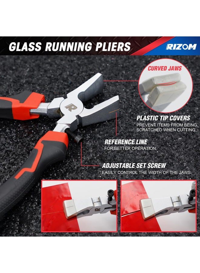 Rizom Glass Cutters Tools, Glass Cutter 2-20MM, 8" Glass Running Pliers with Curved Jaws, 6" Breaker Grozer Pliers, Glass Cutting Tool for Stained Glass, Tiles, Mosaic Cutting - Image 2