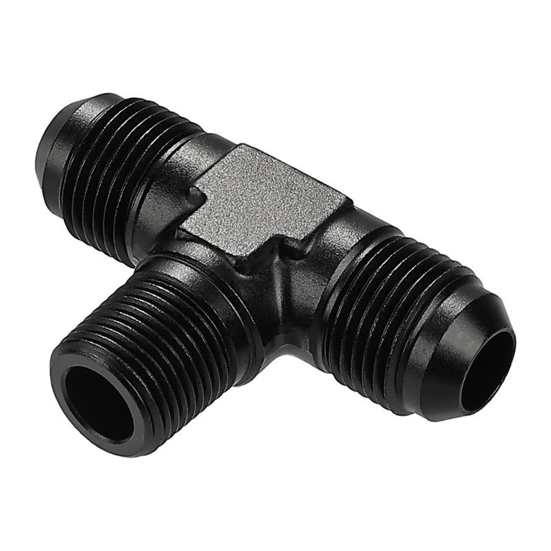 EVIL ENERGY 8AN Tee Male Flare to 38 NPT on Side Branch T Fitting Adapter Aluminum Black - Image 2