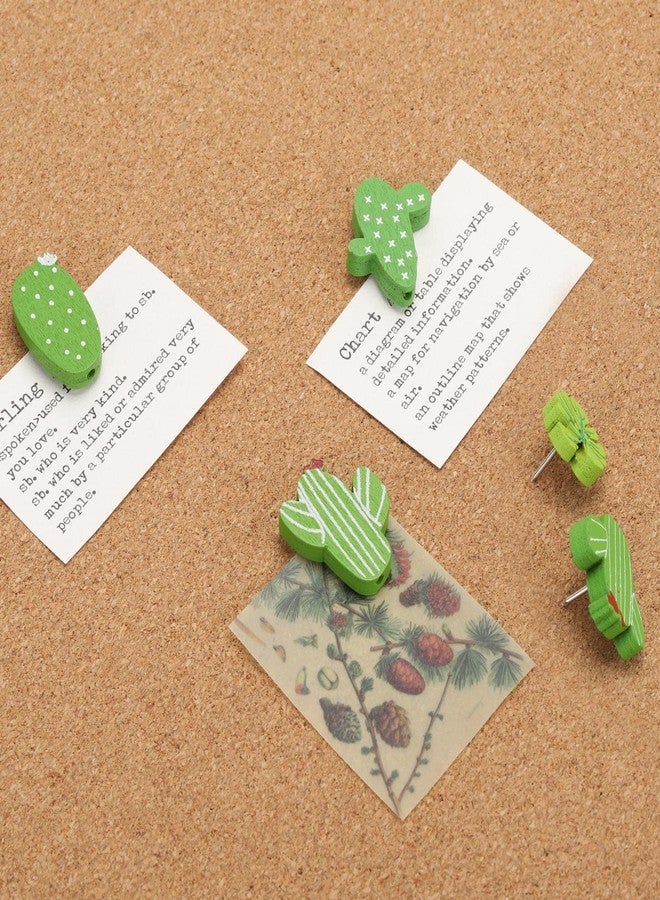 acDesign Push Pins 30Pcs Cactus Decorative Push Pins Wood Pins for Cork Board - Image 5