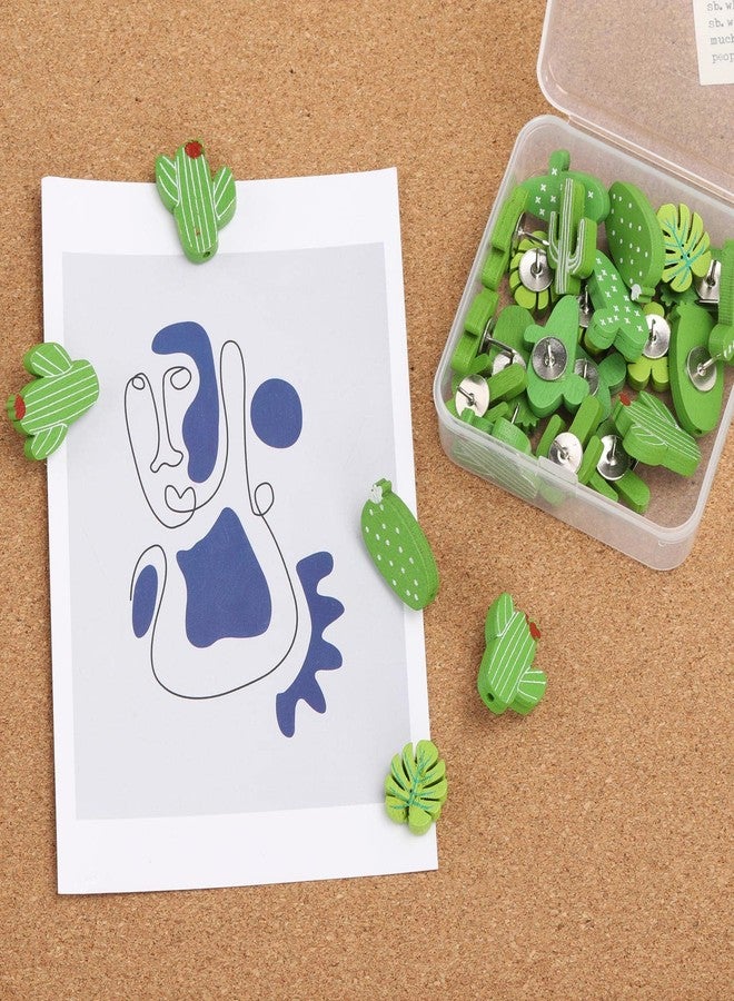 acDesign Push Pins 30Pcs Cactus Decorative Push Pins Wood Pins for Cork Board - Image 4