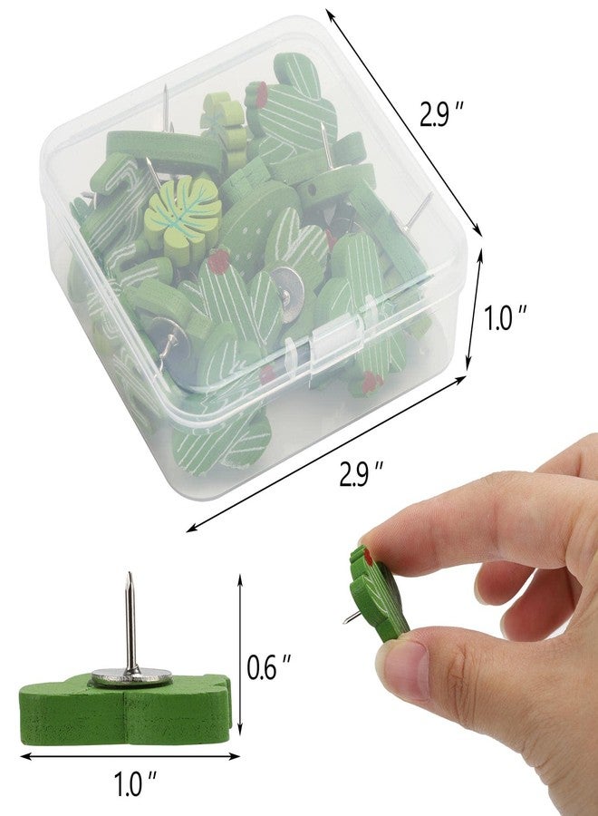 acDesign Push Pins 30Pcs Cactus Decorative Push Pins Wood Pins for Cork Board - Image 2