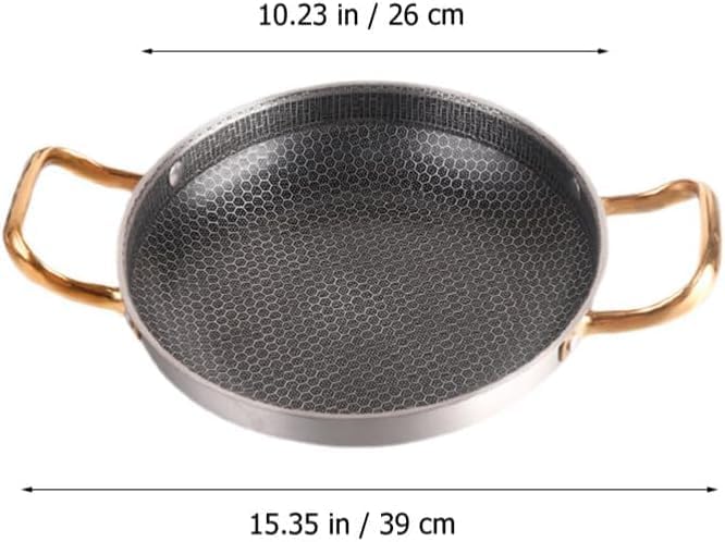 Alark مقلاة ألرك من الفولاذ المقاوم للصدأ غير لاصقة أدوات المطبخ مقلاة منزلية على شكل خلية نحل لمطبخ الطهي الخارجي سعة 1.2 لتر [34X24X5] - Image 2