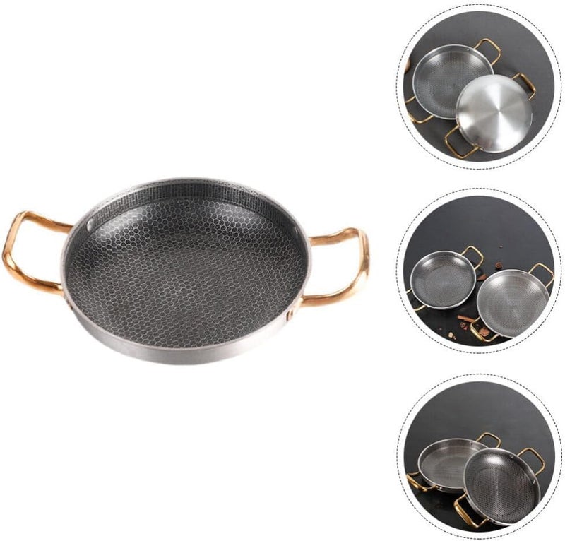 Alark مقلاة ألرك من الفولاذ المقاوم للصدأ غير لاصقة أدوات المطبخ مقلاة منزلية على شكل خلية نحل لمطبخ الطهي الخارجي سعة 1.2 لتر [34X24X5] - Image 4