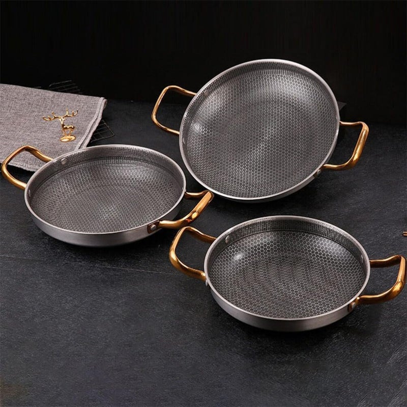 Alark مقلاة ألرك من الفولاذ المقاوم للصدأ غير لاصقة أدوات المطبخ مقلاة منزلية على شكل خلية نحل لمطبخ الطهي الخارجي سعة 1.2 لتر [34X24X5] - Image 3