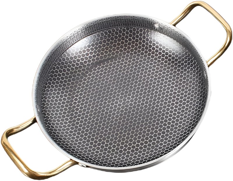 Alark مقلاة ألرك من الفولاذ المقاوم للصدأ غير لاصقة أدوات المطبخ مقلاة منزلية على شكل خلية نحل لمطبخ الطهي الخارجي سعة 1.2 لتر [34X24X5] - Image 1