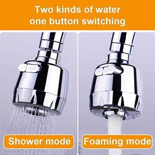 Elecrange 360 Flexible Hose Extension 2 Modes Water Saving Valve Kitchen Sink Water Faucet Sprayer Flexible Tap Extension Kitchen Sink Standard Size Silver - Image 4