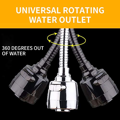 Elecrange 360 Flexible Hose Extension 2 Modes Water Saving Valve Kitchen Sink Water Faucet Sprayer Flexible Tap Extension Kitchen Sink Standard Size Silver - Image 3