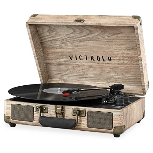 Victrola Journey Bluetooth Portable Suitcase Record Player – with Built-in Speakers, 3 Speed Vinyl Record Player, RCA Out, Headphone Jack (Oatmeal) - Image 1