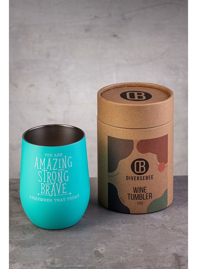 DIVERSEBEE Inspirational Thank You Gifts for Women, Mom, Girls, Wife, Girlfriend, Coworker, Nurses, Best Friend, Encouragement Birthday Wine Gifts for Her - Insulated Wine Tumbler Cup with Lid (Aqua) - Image 3