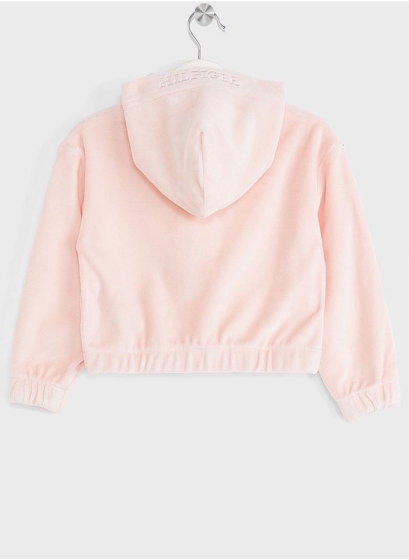 TOMMY HILFIGER - Kids Velours Zip Thru Hoodie - Image 1