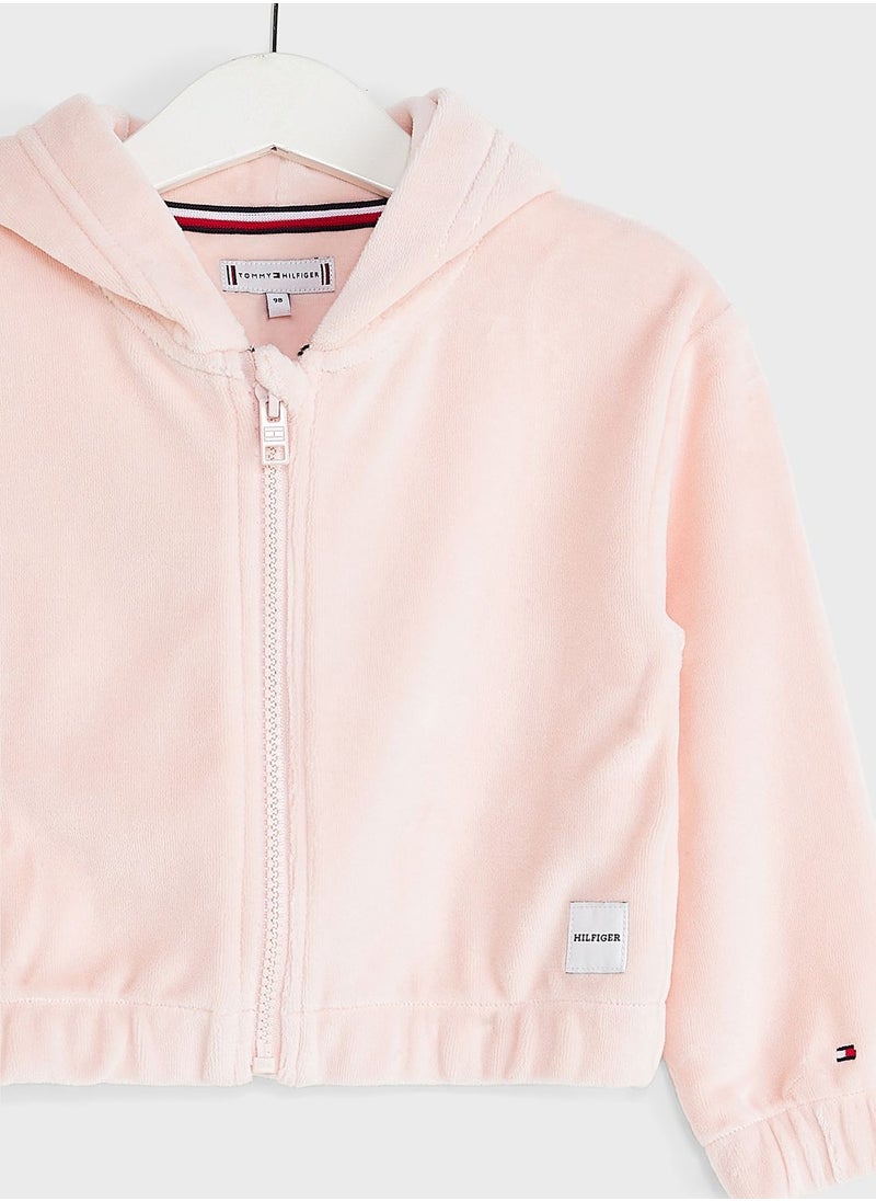 TOMMY HILFIGER - Kids Velours Zip Thru Hoodie - Image 1