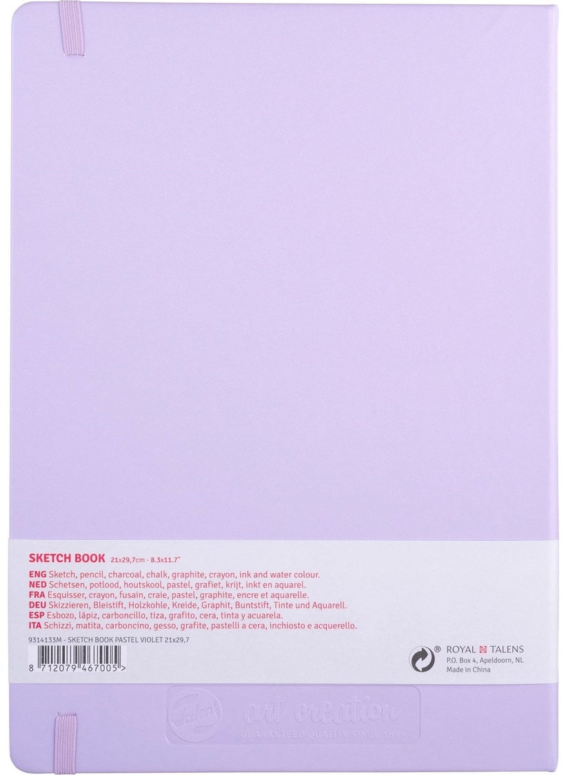 Talens - Sketchbook Hard Cover Sketch Drawing Book 21 x 30 cm 140 gr 80 Yp Pastel Lilac - Image 1