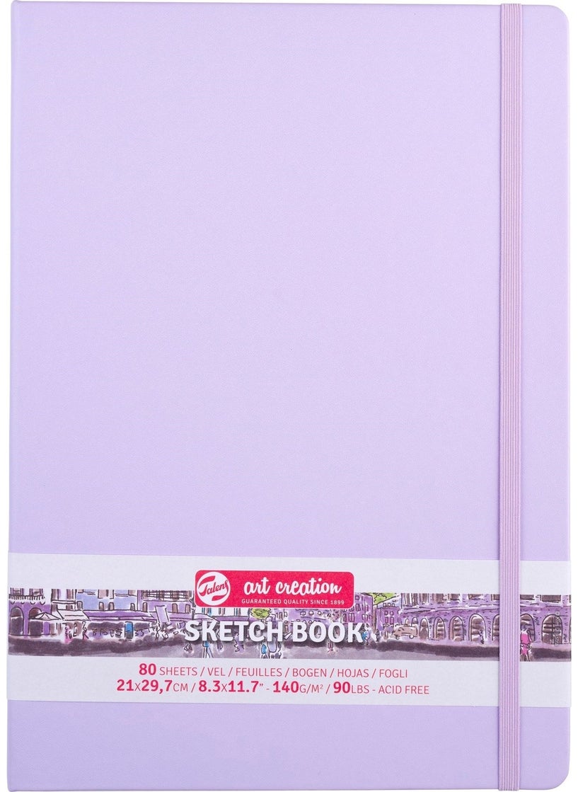 Talens - Sketchbook Hard Cover Sketch Drawing Book 21 x 30 cm 140 gr 80 Yp Pastel Lilac - Image 1