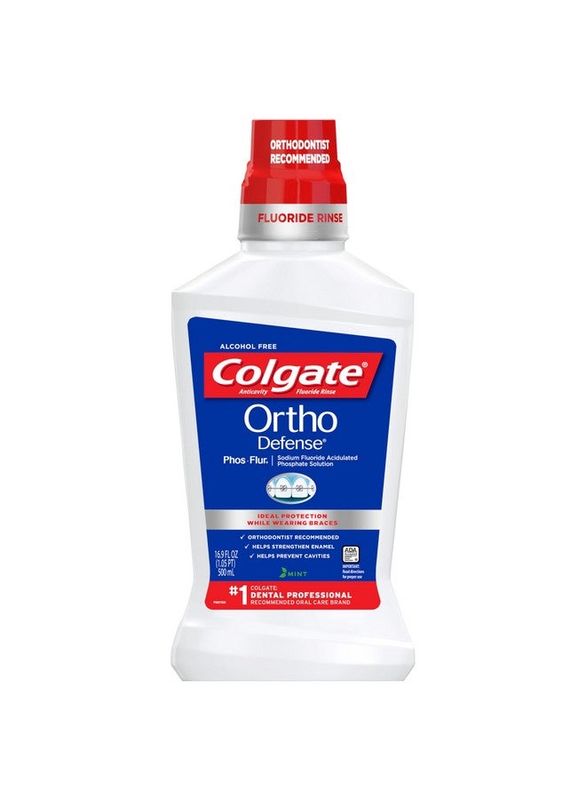 كولجيت غسول الفم كولجيت أورثو ديفينس فوس فلور المضاد للتسوس بالفلورايد، بنكهة النعناع، 16.9 أونصة - Image 1