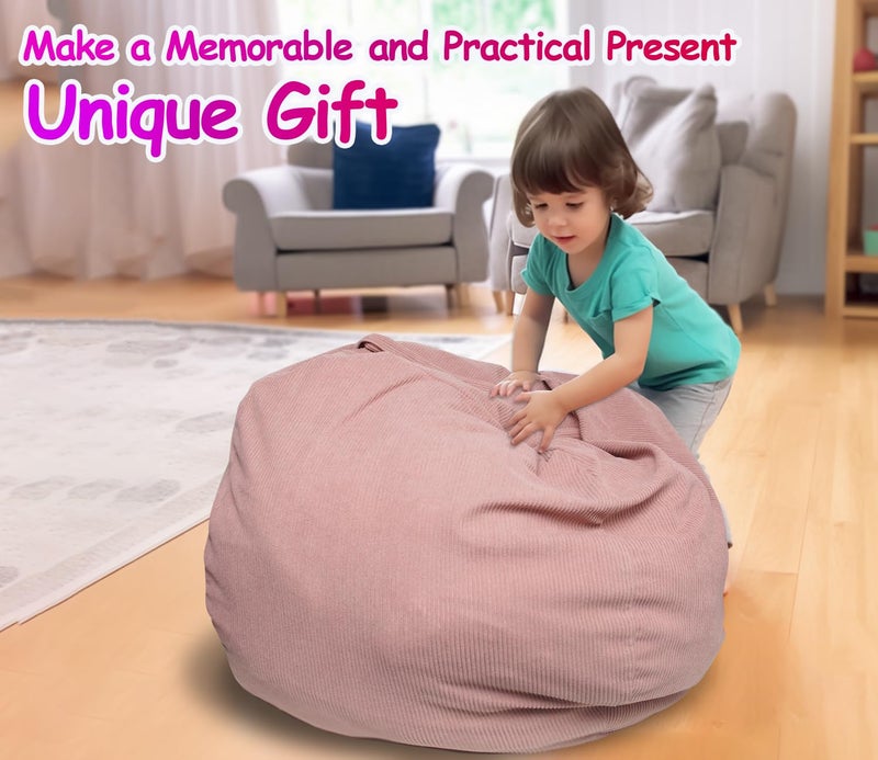Dafftos Bean Bag Cover For Organizing Children Plush Toys Or Memory Foam Stuffed Animal Bean Bag Storage Soft Washable Premium Corduroy Organizer Keep Room Clutter Stuffable (Without Filling) X-Large - Image 5