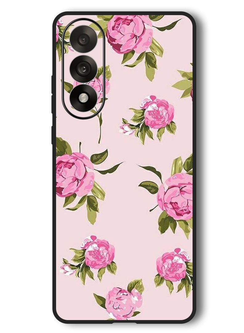 Theodor Case Compatible with OnePlus Nord 5 6.83 Inch Protection Shockproof Bumper Cover Hand Painting Pink Flower - Image 1