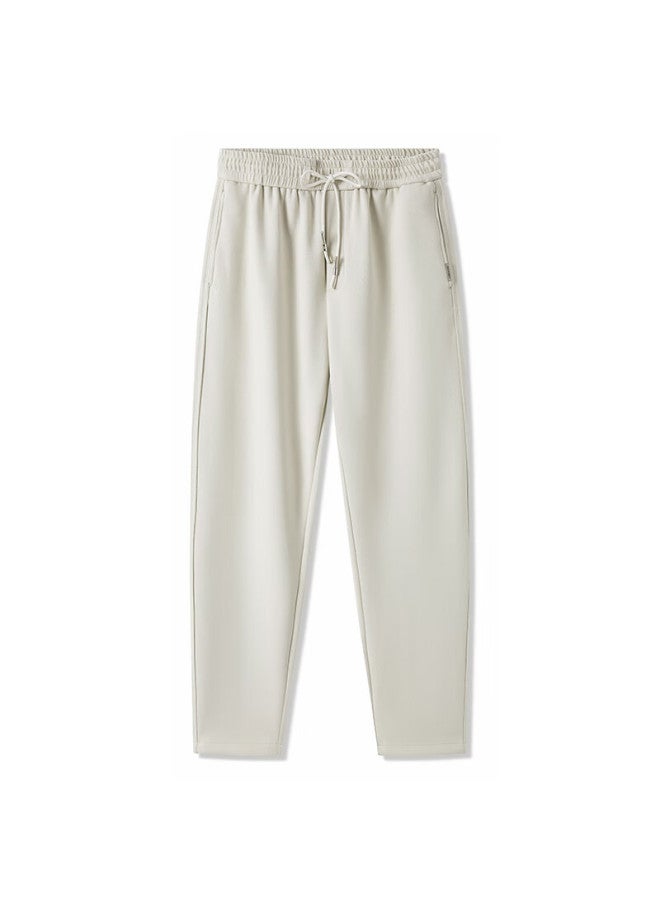 Markless Men's Casual Pants Spring Autumn Wrinkle-resistant Loose Straight-leg Trousers 4854 Light Gray Apricot Size 29 - Image 4