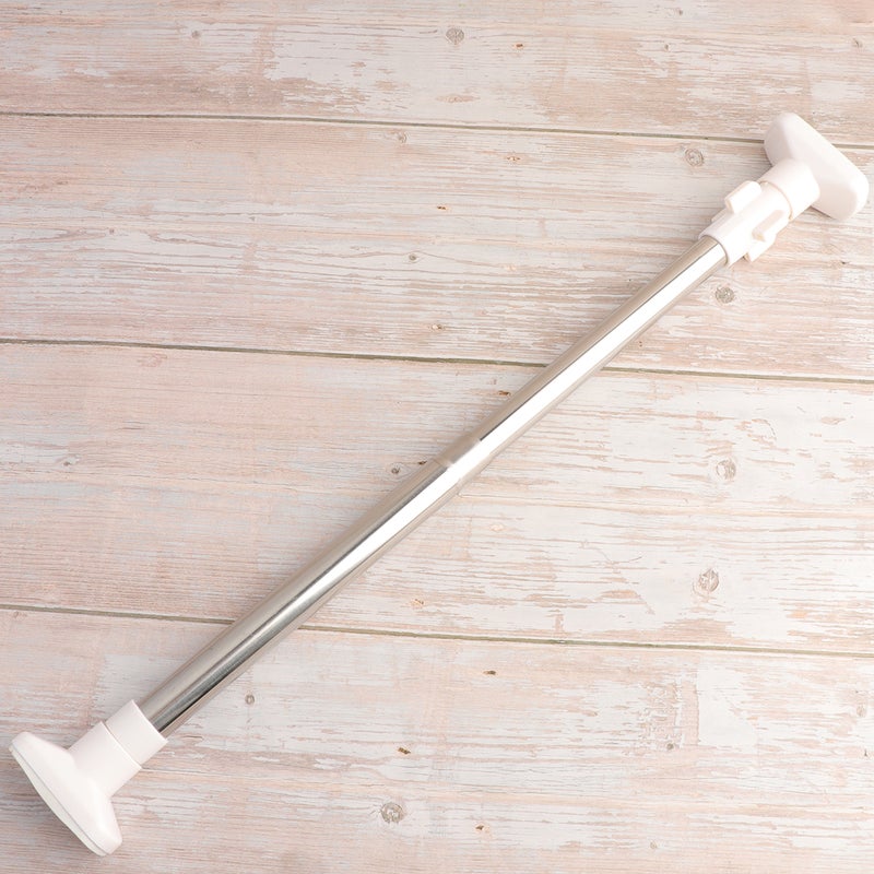 🚽 قضيب تعليق ستائر من الستانلس ستيل قابل للسحب مع دعامة متعدد الاستخدامات مزود بقضيب لتعليق الملابس ومجفف ملابس مقاوم للرياح ٤٨ سم - Image 3