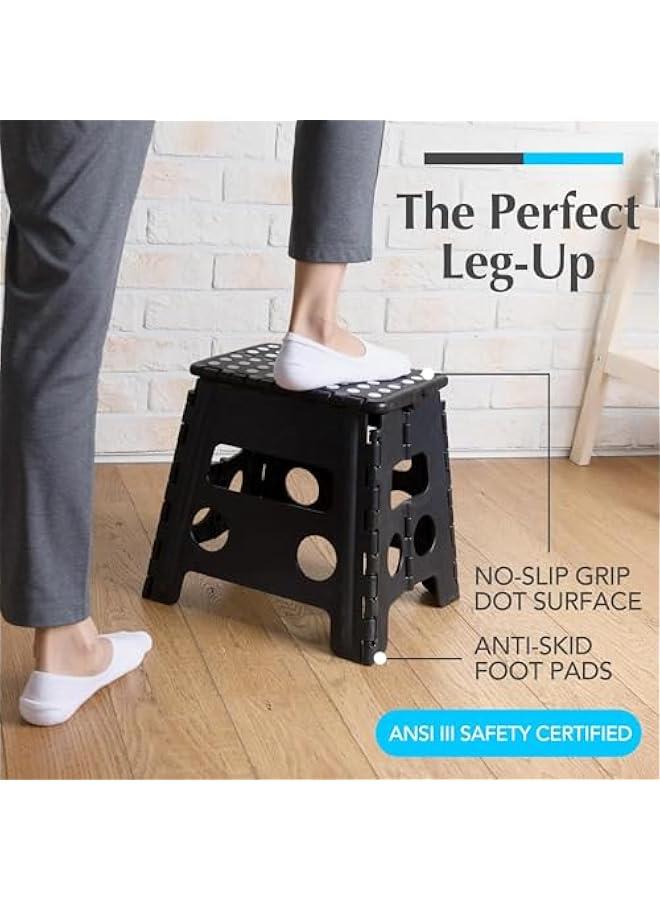 MIXDE Folding Step Stool, Anti-Skid Step Stool, Sturdy to Support Adults & Safe Enough for Kids, Opens Easy with One Flip, for Kitchen, Bathroom, Bedroom, Kids or Adults (32CM) - Image 2