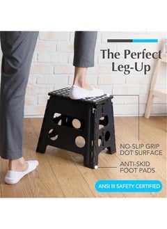 MIXDE Folding Step Stool, Anti-Skid Step Stool, Sturdy to Support Adults & Safe Enough for Kids, Opens Easy with One Flip, for Kitchen, Bathroom, Bedroom, Kids or Adults (32CM)  - Image 2