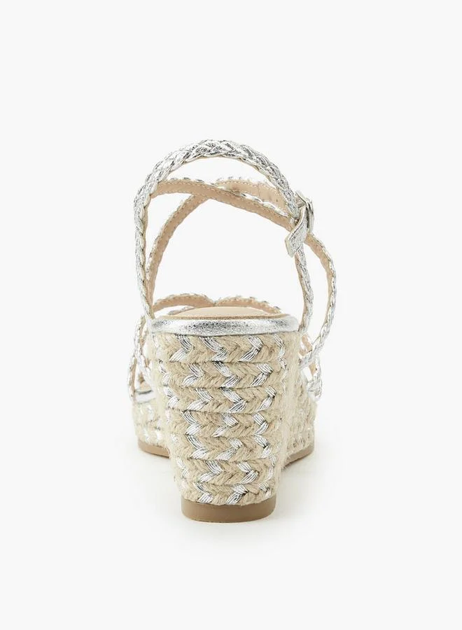 Flora Bella By Shoexpress SILVER Women Wedge Heel Espadrille Sandals for Women | Best Price UAE