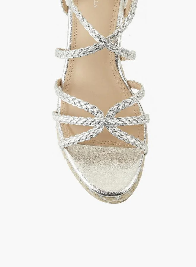 Flora Bella By Shoexpress SILVER Women Wedge Heel Espadrille Sandals for Women | Best Price UAE