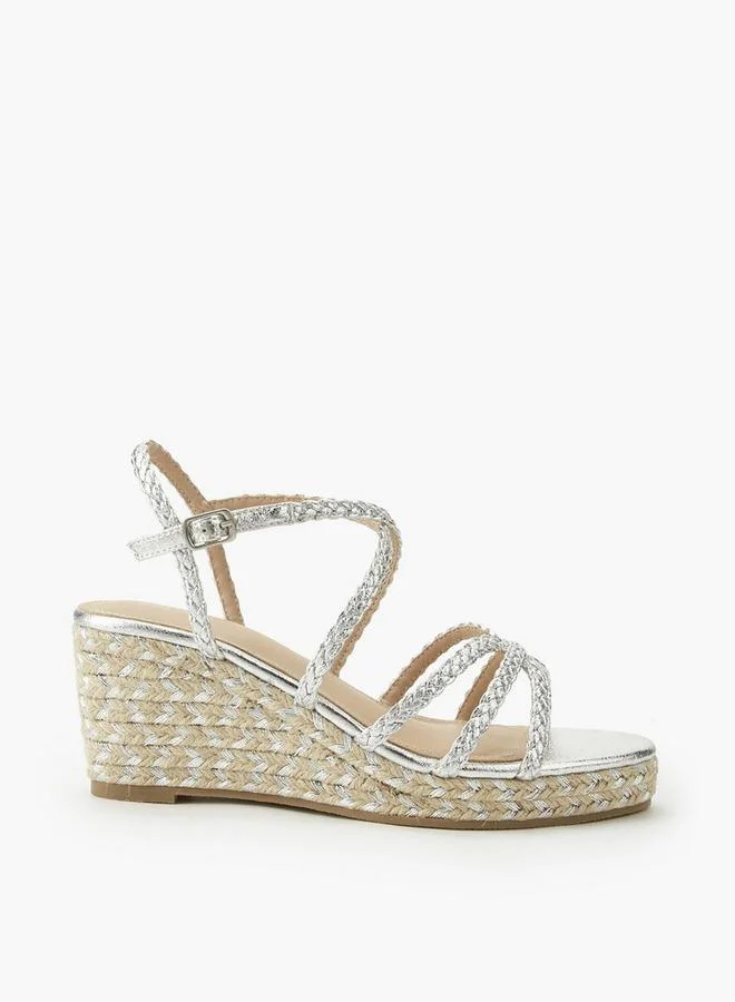 Flora Bella By Shoexpress SILVER Women Wedge Heel Espadrille Sandals for Women | Best Price UAE