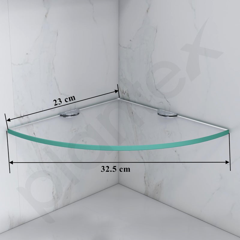Plantex Transparent Glass Corner Shelves for Bathroom/Kitchen/Living Room Wall Mounted Shelves - Premium Bathroom Organizer (9x9 inches - Pack of 3) - Image 2