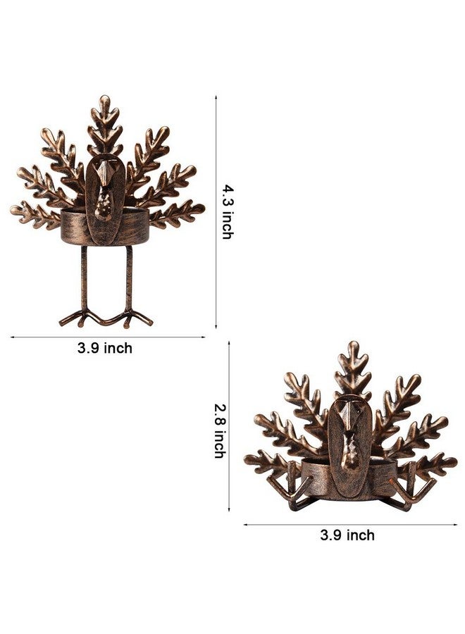 SAND MINE SAND MINE Metal Turkey Tea Light Candle Holders, Thanksgiving Candle Holder, Turkey Candle Holder, Metal Candle Holder, Thanksgiving Home Table Decoration (6)  - Image 2