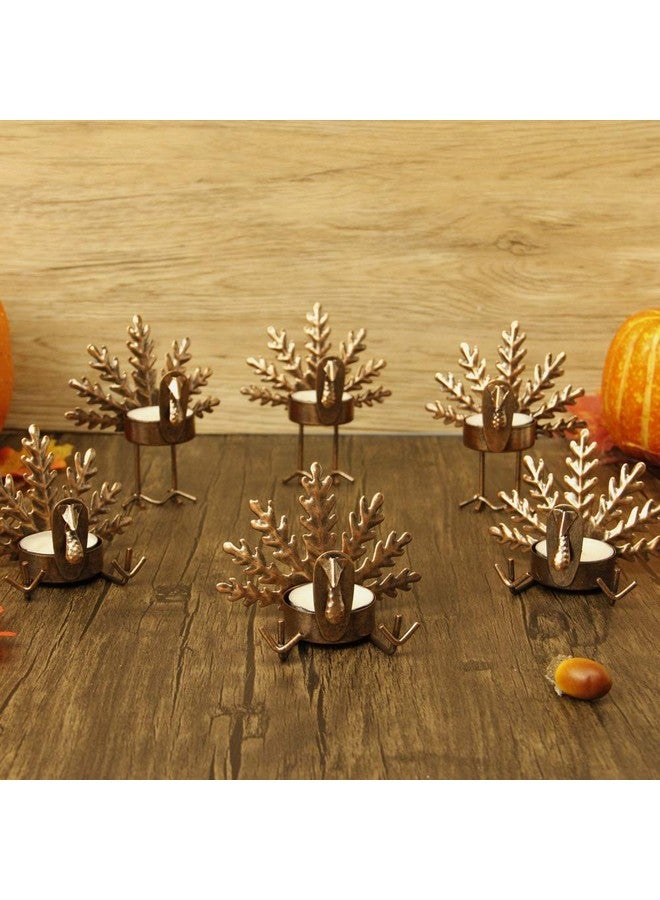 SAND MINE SAND MINE Metal Turkey Tea Light Candle Holders, Thanksgiving Candle Holder, Turkey Candle Holder, Metal Candle Holder, Thanksgiving Home Table Decoration (6)  - Image 5