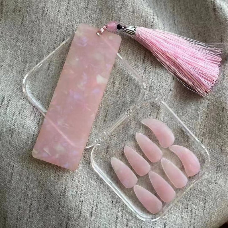 Generic Multi-color optional color zither nail storage board piano polymer acetate celluloid double-sided arc conventional Rouge powder (three pieces) 