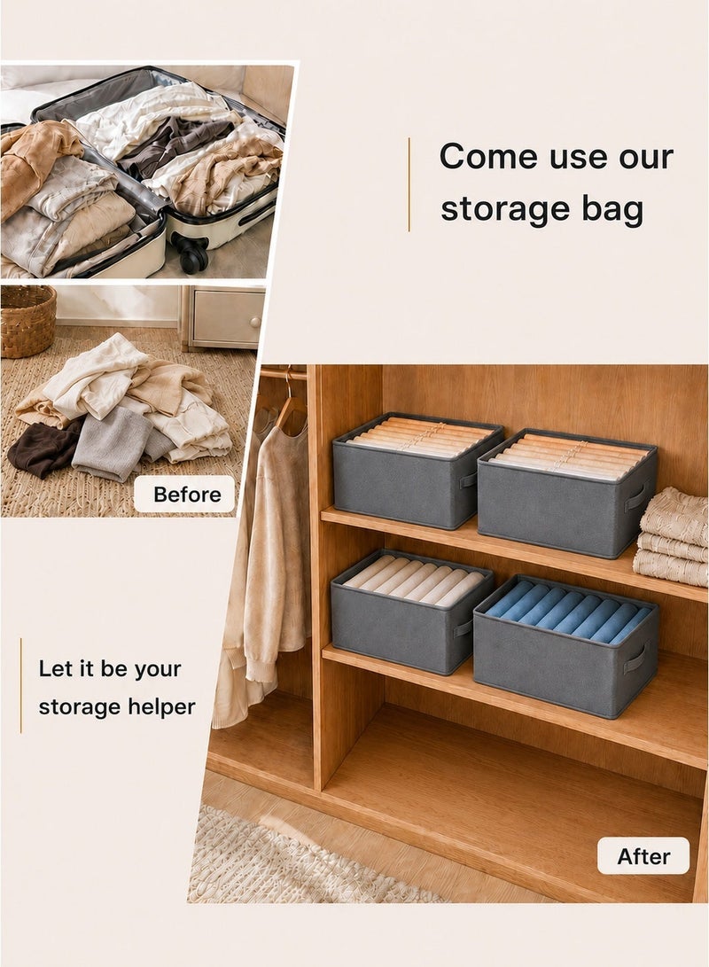 LAGIN 4pcs Wardrobe Clothes Organizer Foldable Closet Storage Organizer for Clothes Jeans Washable Closet Storage Boxes with Carrying Handles Cube Storage Bin for Home Bedroom Office - Image 4