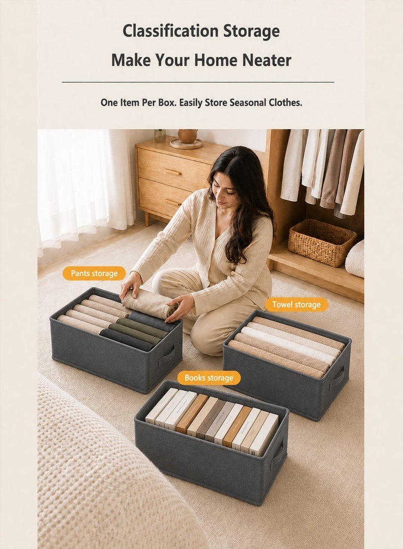 LAGIN 4pcs Wardrobe Clothes Organizer Foldable Closet Storage Organizer for Clothes Jeans Washable Closet Storage Boxes with Carrying Handles Cube Storage Bin for Home Bedroom Office - Image 3