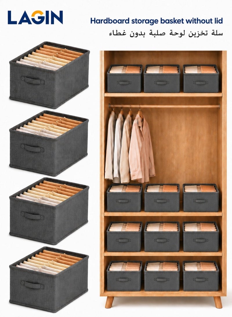 LAGIN 4pcs Wardrobe Clothes Organizer Foldable Closet Storage Organizer for Clothes Jeans Washable Closet Storage Boxes with Carrying Handles Cube Storage Bin for Home Bedroom Office - Image 2