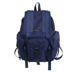 Japanese New Street Fashion Brand Backpack Mens Large Capacity Schoolbag Female Student Backpack Computer Bag Drawstring Travel Bag Navy blue 