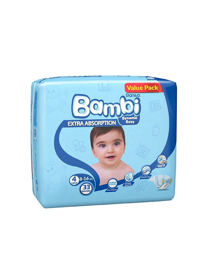 Sanita Bambi Size 4, Large, 8-16 Kg, Value Pack, 33 Diapers - Image 3