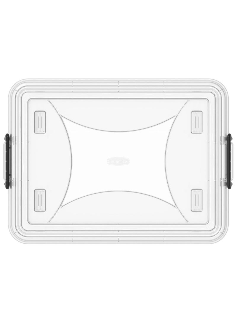 Cosmoplast 55L Clear Plastic Storage Box With Wheels & Lockable Lid | Clear Plastic Organizer | Transparent Box For Storing Clothes, Toys, Tools, Medicine, Office/Kitchen Supplies, Arts & Crafts  (1 Box) - Image 3