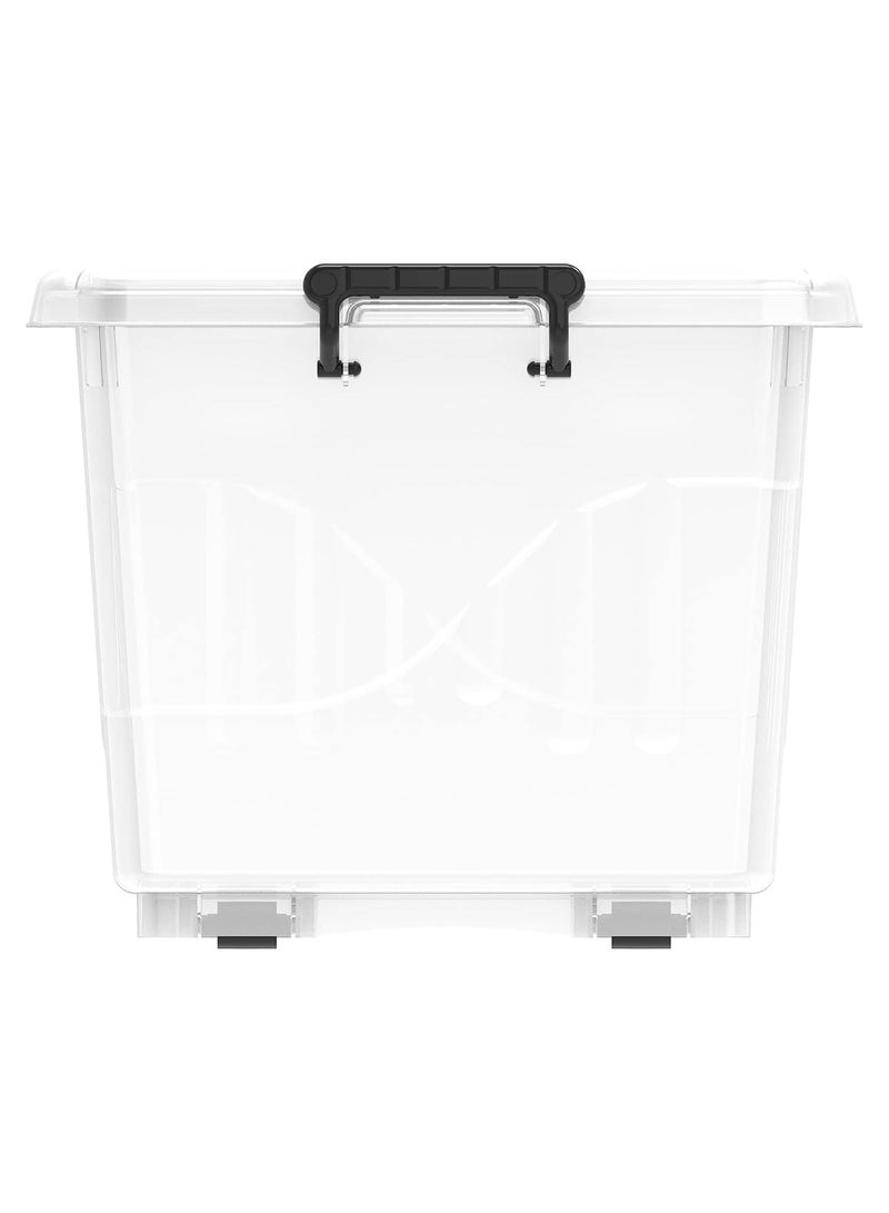 Cosmoplast 55L Clear Plastic Storage Box With Wheels & Lockable Lid | Clear Plastic Organizer | Transparent Box For Storing Clothes, Toys, Tools, Medicine, Office/Kitchen Supplies, Arts & Crafts  (1 Box) - Image 2