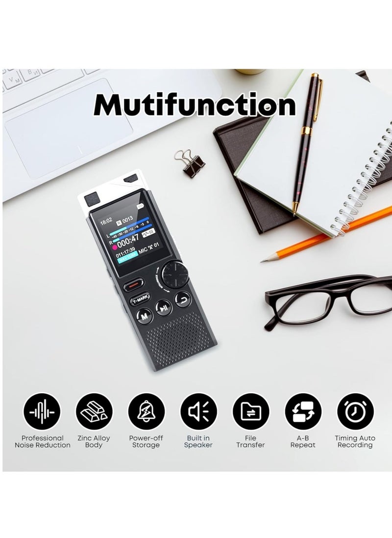 ماركة غير محددة مسجل صوت رقمي، مسجل صوت منشط، مشغل MP3 متعدد الوظائف وسهل الاستخدام مع تقليل الضوضاء التلقائي، جهاز تسجيل مع تشغيل لاجتماعات المحاضرات، (قطعة واحدة، 16 جيجابايت)  - Image 4
