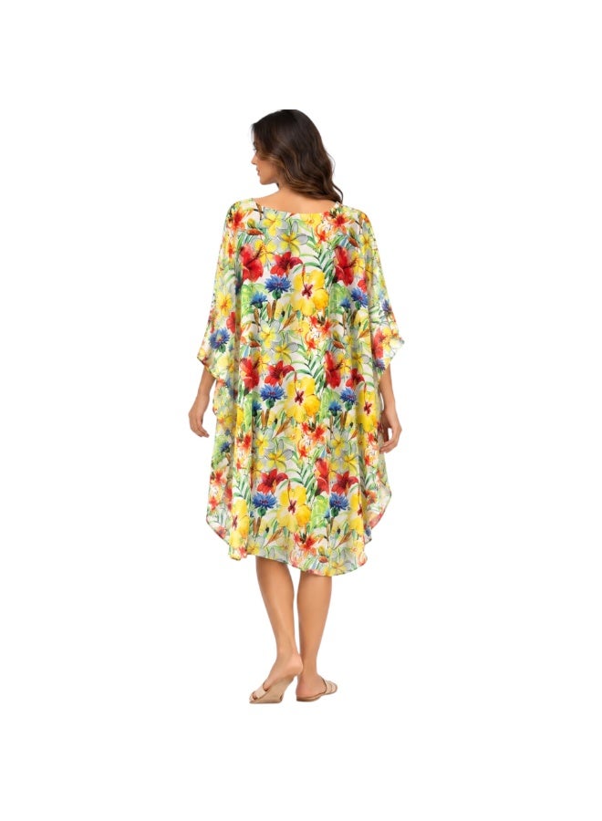 Zecotex Women's Floral Chiffon Kimono Beach Cover-Up - Image 3