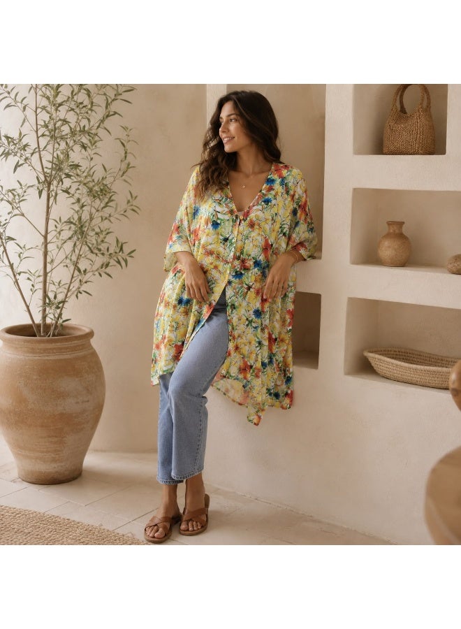 Zecotex Women's Floral Chiffon Kimono Beach Cover-Up - Image 4