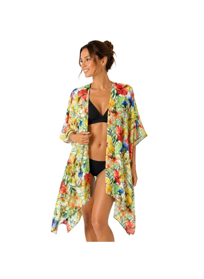 Zecotex Women's Floral Chiffon Kimono Beach Cover-Up - Image 1
