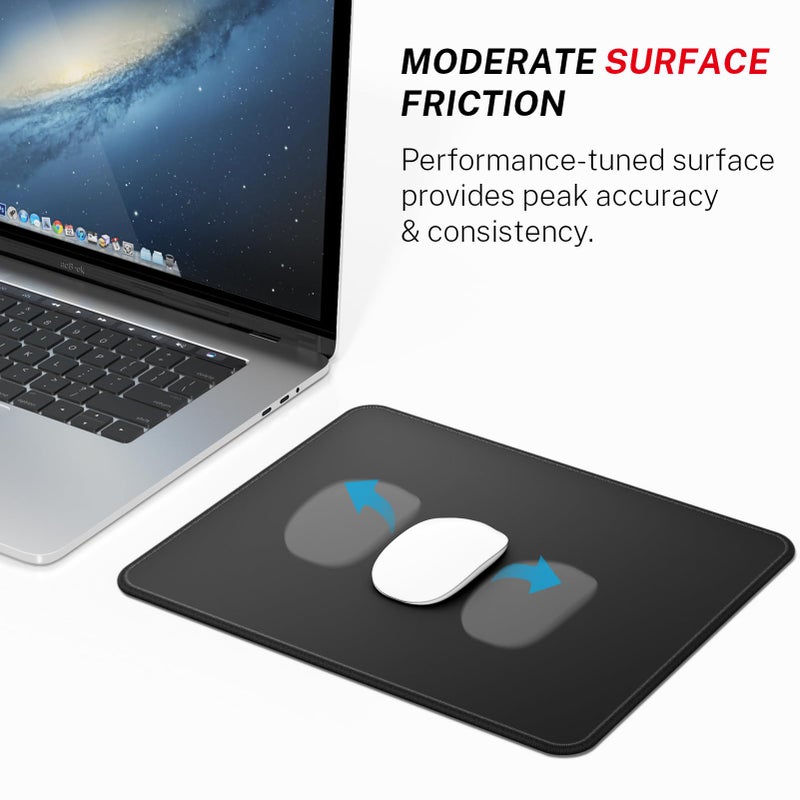 MROCO Gaming Mouse Pad [40% Larger] with Non-Slip Rubber Base, Premium-Textured Waterproof Surface, Stitched Edges, Computer & Gaming Mouse Mat for Laptop, Office & Home, 12.6 x 10.8 in, Black - Image 2
