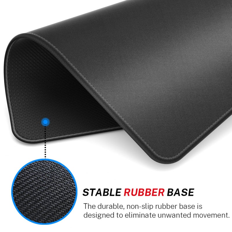 MROCO Gaming Mouse Pad [40% Larger] with Non-Slip Rubber Base, Premium-Textured Waterproof Surface, Stitched Edges, Computer & Gaming Mouse Mat for Laptop, Office & Home, 12.6 x 10.8 in, Black - Image 4