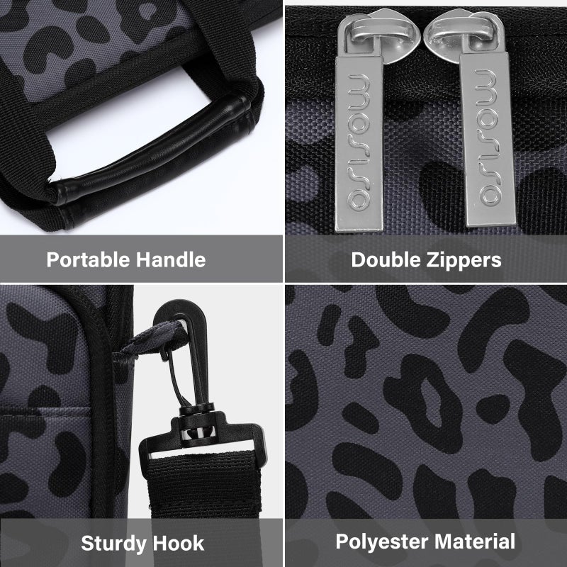 MOSISO 12.9 inch Tablet Sleeve Bag for iPad Pro 13 M4&iPad Air 13 M3 M2,iPad Pro 12.9 M2 M1 6/5th,Surface Laptop Go 12.4,Galaxy Tab S8+/S9+ 12.4, Leopard Grain Tablet Shoulder Bag with 3 Pockets,Black - Image 5